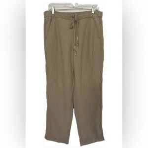 J Crew Denim Drawstring Linen Blend Khaki Pants. Size S